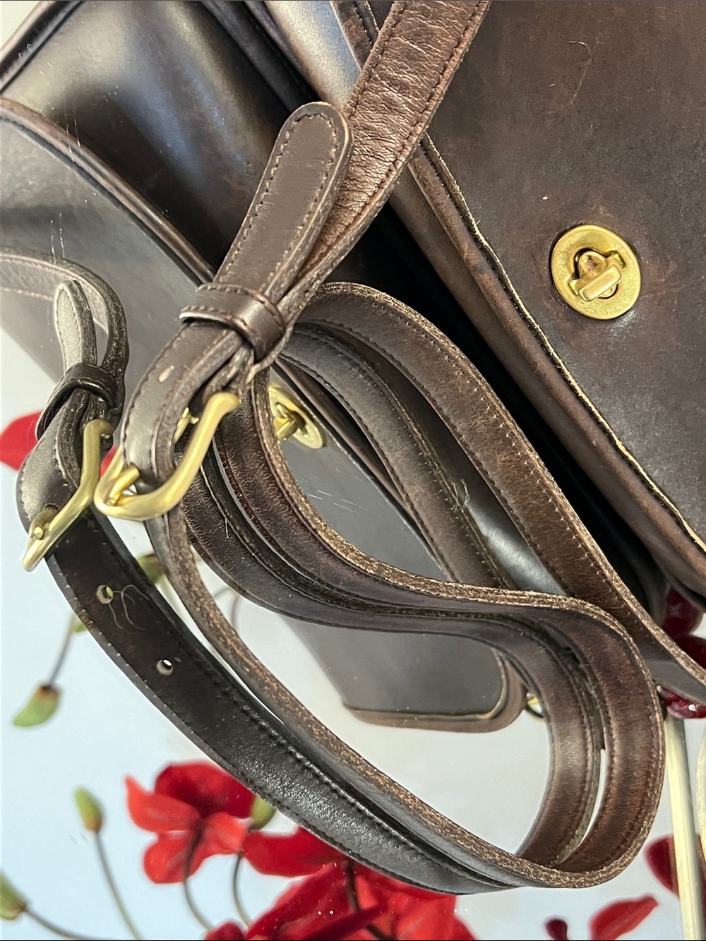 Vintage COACH City Bag 9790 Brown Leather Turnlock Crossbody w/Dust Bag & Charm - Picture 12 of 16